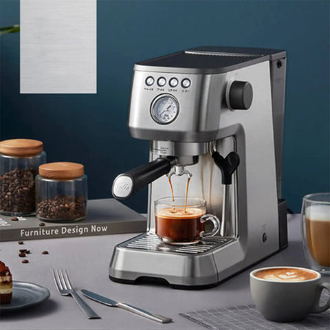 Semi Auto Home Coffee Maker With Freshly Ground Espresso And Steam Milk Froth 1.7L Glass Carafe Brews Up To 10 Cups White And Silver Easy Pour Drip Free Design For Everyday Mornings