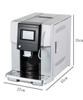 Knockout Commercial Coffee Maker With Built In Bean Grinder And Eight Precision Settings showing stainless steel design and dimensions.