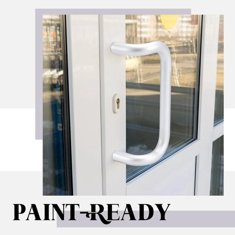 Installed Offset Door Pull Handle 10 Inch Center To Center Length 1 Inch Diameter Aluminum 90 Degree Through Bolt Mount Clear Anodized