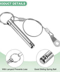 Four Pack Quick Release Pins 10mm Diameter 51mm Length 60mm With Lanyard Screw For Bimini Top And More, multi-purpose pin with details