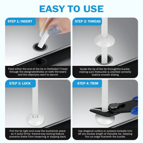 Step-by-step guide of Shop Ready Pro Grade Nylon Cable Tie Buckle Kit with Clear Storage Box used for car and home repairs