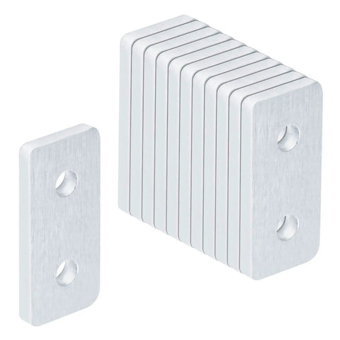 12 Pcs 2020 Aluminum Extrusion T Slot Joining Plates For 2020 And 2040 Aluminum Profiles, 6061 Aluminum Alloy Mill Finish, 0.156 Inch Thick, Two Hole Flat Plate Connectors With Pre Punch Holes For Easy Frame Assembly, stacked two-hole plates