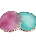 2 Pack Resin Nail Art Palette With Gold Edge Durable Pro Grade Nail Art Palettes for Mixing Colors, purple and green, easy clean