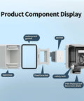 Product component display of Heavy Duty One Gang Outdoor Electrical Outlet Box Featuring IP66 Weatherproof In Use Cover including socket, gasket, and bracket.