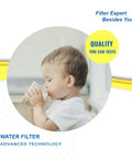 Child drinking water, representing Premium Refrigerator Water Filter Replacement 0.5 Micron Coconut Activated Charcoal benefits.