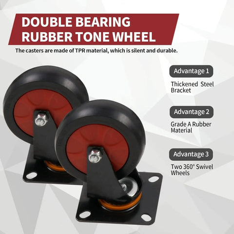 Double bearing rubber tone wheels on Heavy Duty Platform Cart Workhorse With 1000 Lb Capacity 36 By 24 Inch Foldable Hand Truck Dolly
