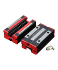 Get Your Hands On This High Precision Linear Guide Rail Kit HGH25CA Featuring Smooth Square Carriages And Ultra Low Friction Bearings For Effortless Machine Motion And Super Accurate Sliding Action Today. HGH20CA linear guide rail kit with red square carriages and metal fitting