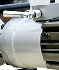 Close-up of Electric Rebar Cutter And Hydraulic Steel Bar Bender Portable Handheld Straightener Copper Core Motor component.
