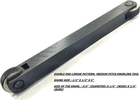 Double End Straight Knurling Tool Holder for Lathe and Mill, 1/2x1/2x5 inches, premium tool steel, visible knurl profile