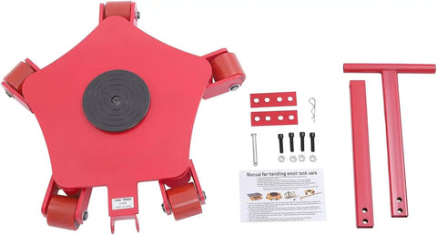 Heavy Duty Machine Skates Built Like A Tank With Three Swivel PU Rollers For Rock Solid 360 Maneuvers Warehouse Moves That Flow Like Butter Seamless Transportation Up To 4409 Pounds Capacity Red with accessories