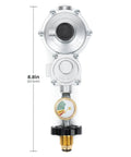 Stanbroil propane regulator with gauge, horizontal two-stage, 3/8 in NPT and POL tank connection