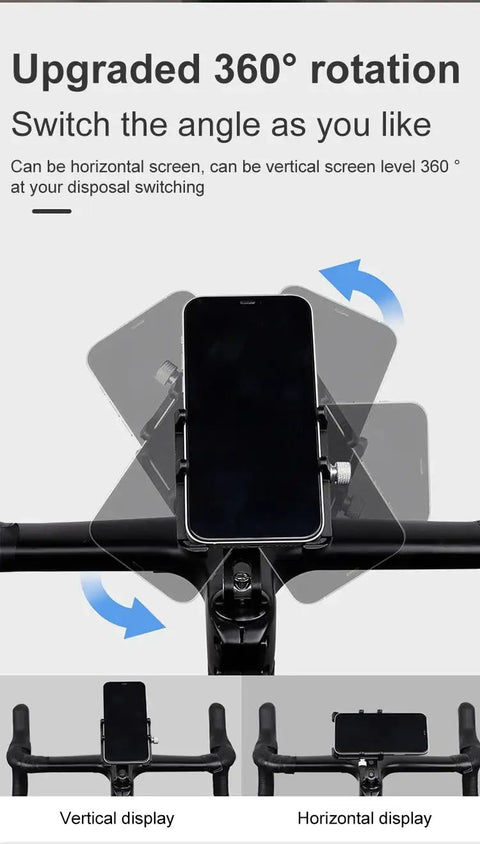 Adjustable Aluminum Alloy Bike Stem Phone Mount For Handlebar Secure Cellphone Holder With Bottom Bracket 360 rotation feature