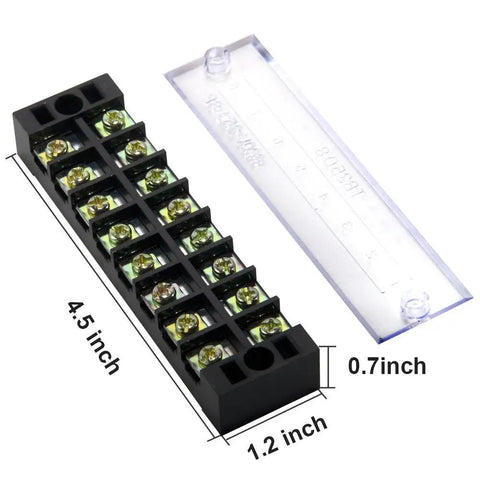 8 Position Dual Row Screw Terminal Strip Block Set With Cover For 600V 25A And 400V 25A Pre Insulated Barrier Terminals Black And Red Clean Neat Wiring For Battery And Electrical Projects