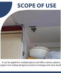 2 Pack Drop Down Gas Struts 150N 33 Lbs Soft Close Lid Supports installed on cabinet showing use for downward opening flaps