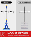 Comparison of Two Pack Wall Mounted Broom And Mop Holder Set Stainless Steel with other brand, showing no-slip design.