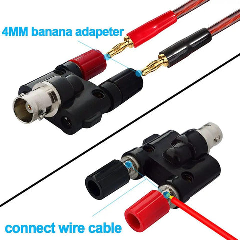 BNC Female To Dual Banana Female Binding Post RF Coax Splitter Adapter for HF Radios and Antennas Pack of 2, 50 Ohm Brass