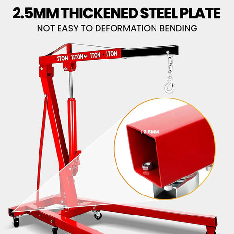 Heavy Duty Hydraulic Engine Hoist Cherry Picker Beast Mode Workhorse with 2.5mm thick steel plate for strength and durability.