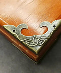 Iron Furniture Corner Protectors Set For Wooden Furniture And Drawers, triangle carved guard on a wooden box corner