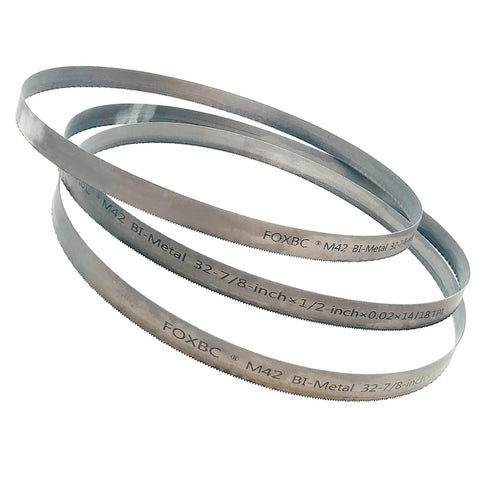 32-7/8 Inch Portable Band Saw Blade 14/18 TPI 1/2 Inch Wide 0.020 Inch Thick 3-Pack, coiled front view.
