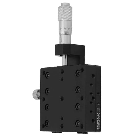 Micrometer Fine Tuning Cross Roller Linear Stage For Rock Solid X Axis Travel 60x60mm Aluminum Translation Table With Manual Adjustment And Smooth Glide Performance, side view