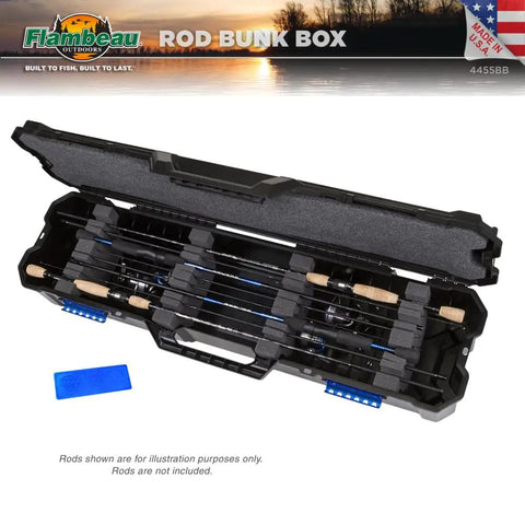 Rod Bunk Box Portable Fishing Rod Storage for Two 65 Ft Rods and Two Smaller Center Rods with Reels and Foam Inserts