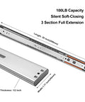 20 Inch Push To Open Soft Close Drawer Slides Heavy Duty Pair With Smooth Hydraulic Damping For Quiet Operation Easy Soft Close And Push Open Ideal For Kitchen Cabinets And Office Drawers, 20 in steel, 100 lb