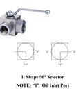 Taixin 3-way ball valve with lever handle, high-pressure, 1/2 in NPT female ports, L-bore hydraulic valve