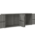 Heavy Duty Grey Garden Storage Cabinet And Outdoor Tool Chest, opened view showcasing PE rattan design and spacious interior.