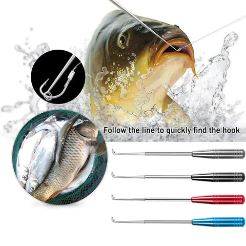 Fish Hook Remover Tool With Four Storage Tubes, Quick Hook Extraction Device For Freshwater And Saltwater Fishing shown with fish
