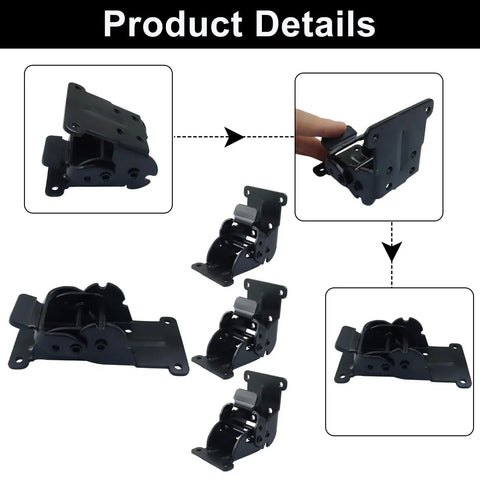 Top Rated 4 Pack Tough As Nails 180 Degree Self Locking Folding Brackets For RVs And Food Trucks Heavy Duty Steel Hinges Hold Up To 500 Pounds Rust Proof Waterproof Mounts detailed images showing black steel folding brackets