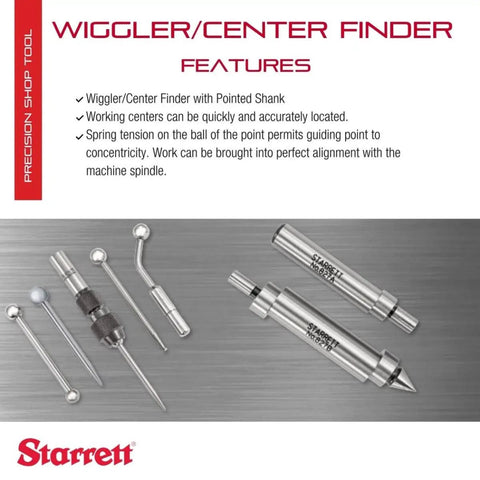 Wiggler And Center Finder With Shank Attachment For Precision Centering In Wood And Metal Includes S828H And 828A displayed