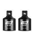 Two Piece Three Eighths Female To One Quarter Male Impact Socket Adapter Set In Chrome Moly Steel for Heavy Duty Use
