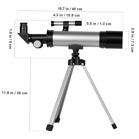 Starter Refractor Telescope With Adjustable Tripod For Adults No Fuss Lightweight Compact Astronomy Scope side view