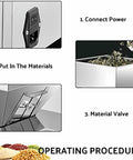 Game Changer Stainless Steel Automatic Powder Filling Machine For Seeds And Grains Compact Countertop Weighing Dispenser With Quiet Multi Point Vibration 50 Gram Capacity operating instructions diagram.
