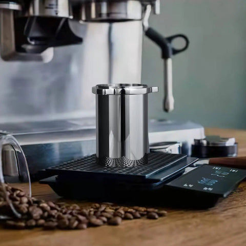53.4mm Espresso Dosing Cup In 304 Stainless Steel With Grinder Trigger Button Fits 54mm Breville Portafilters