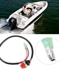 Keyless Push Button Start Stop Switch For Marine Boats And Outboard Engines, boat shown on water with switch and wiring details