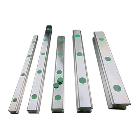 Metal Linear Motion Guide Slider Egh20 900mm 2 Pack Cnc Router And 3D Printer Upgrade showcasing steel rails with green markers.