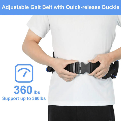 All In One Gait Belt For Seniors With Seven Handles For Safe Patient Transfers Grab And Go Quick Release Buckle shown in use