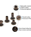 Knockout Red Copper Leather Rivet Assorted Kit With Slick Slotted And Phillips Head Bookbinding Posts displayed with various sizes and finishes.