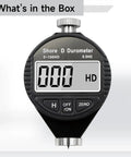Digital Durometer Hardness Tester For Rubber Silicone And Plastic With 0-100 HD Scale Lightweight ABS Body Portable With Storage Case For Easy On Site Testing, front view