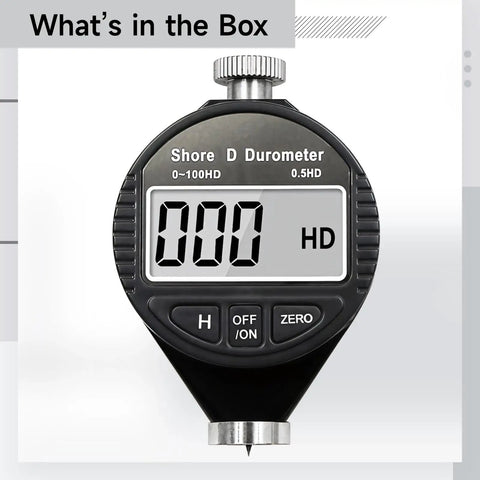 Digital Durometer Hardness Tester For Rubber Silicone And Plastic With 0-100 HD Scale Lightweight ABS Body Portable With Storage Case For Easy On Site Testing, front view