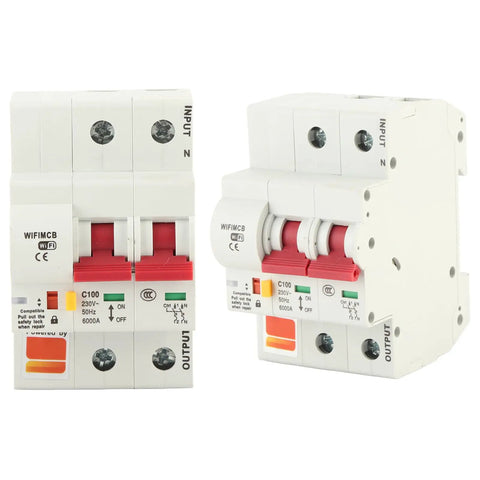 Smart Circuit Breaker 2P 100A AC220V With Built In Antenna And Flame Retardant Shell App Remote Control Easy Home Panel Upgrade Compact Miniature Breaker For Diy Wiring And Fast Remote Switching