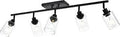 5 Light Vanity Lighting Fixture With Rotatable Heads, Black Ceiling Track Light Kit With Clear Glass Shades, 37 Inch, Modern Design