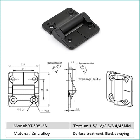 Constant Torque Position Control Hinges With Friction Adjustable Mechanism For Smooth Controlled Opening And Closing XK508 2B 4.5Nm Heavy Duty Hinge 1 Piece