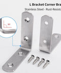 Heavy Duty Stainless Steel L Bracket Corner Brace Right Angle Support 65X65Mm with screws for furniture assembly