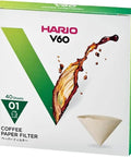 Box of V60 Size 01 Cone Coffee Filters Natural 40 Count For Pour Over Drippers Single Use Fits Size 01 Dripper Designed In Japan