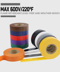 10 Color Pack Colored Electrical Tape Waterproof Three Quarter Inch By Sixty Six Feet Industrial Grade UL CSA Listed High Temperature Vinyl Tape stacked display