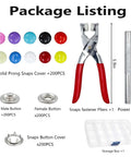 Stainless Steel Snap Button Kit With Heavy Duty Press Pliers For DIY Crafts Clothes Hats And Sewing 800 Pieces 200 Sets 10 Colors