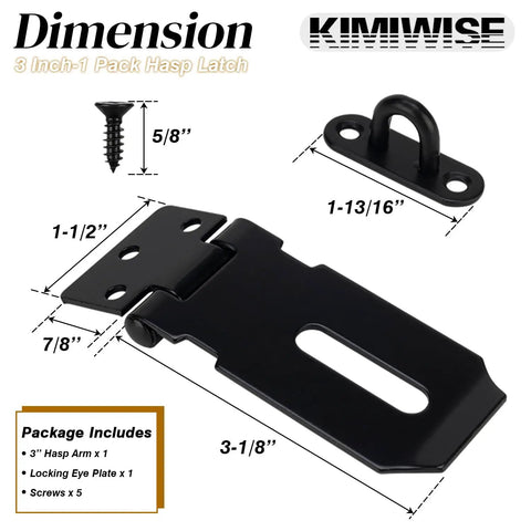 Badass Stainless Steel Hasp Latch Built Different For Heavy Duty Padlock Security On Gates Sheds Barns And Home Doors, 3 inch dimensions shown.