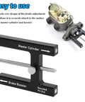 Pro Grade Brake Booster Push Rod Adjustment Tool With Magnet, Vehicle Pedal Length Gauge For Precise Master Cylinder Tuning, black alloy brake booster push rod gauge with master cylinder and booster labels